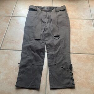 NWT Worth Deep Taupe Zig Zag Denim “Georgie” Belted Pant Size 8 Y2K